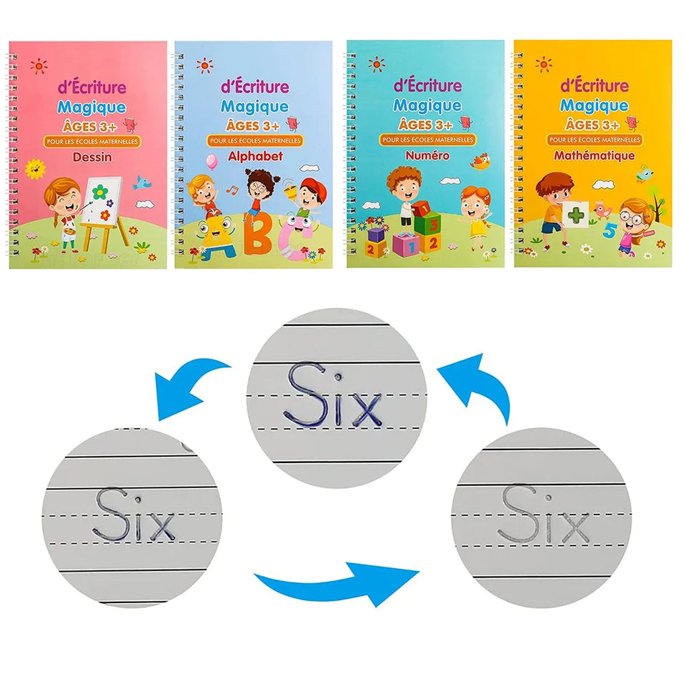 Cahier Magique Réutilisable Akunado – Reussissez l'éducation de votre ENFANT.