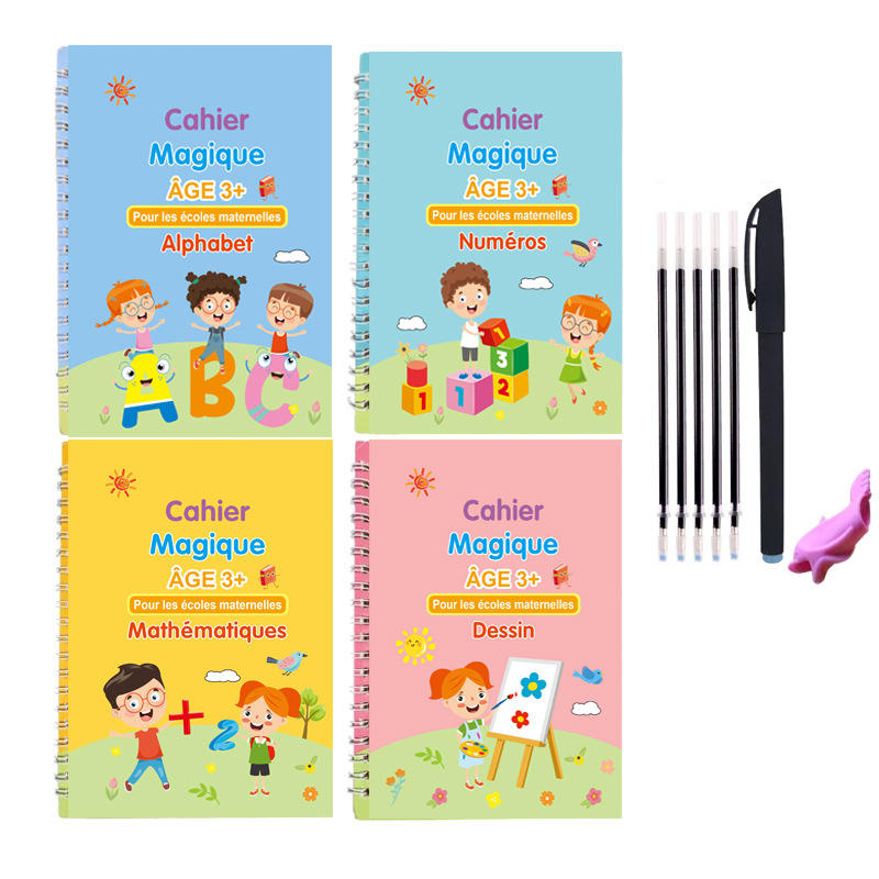 Cahier Magique Réutilisable Akunado – Reussissez l'éducation de votre ENFANT.
