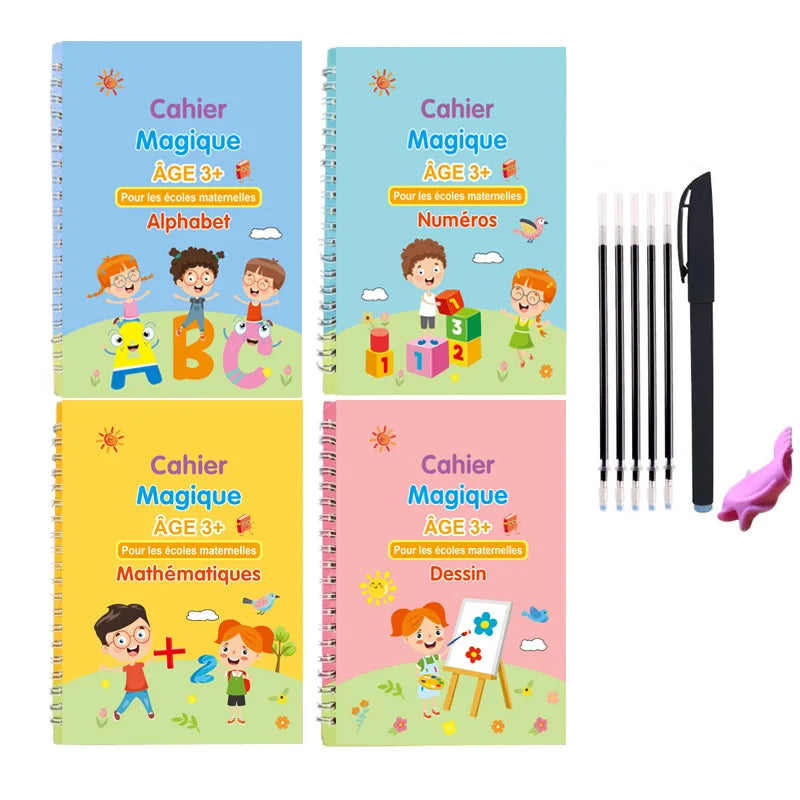 Cahier Magique Réutilisable Akunado – Reussissez l'éducation de votre ENFANT.