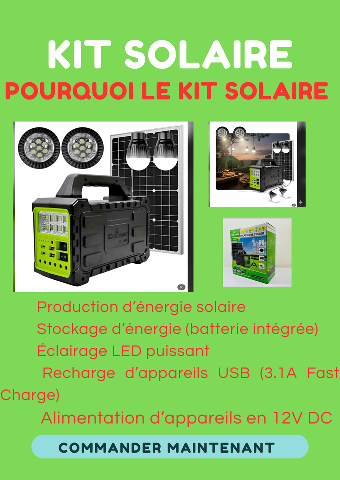 ☀️ Kit Solaire Akunado™ – Solar Home System Haute Capacité